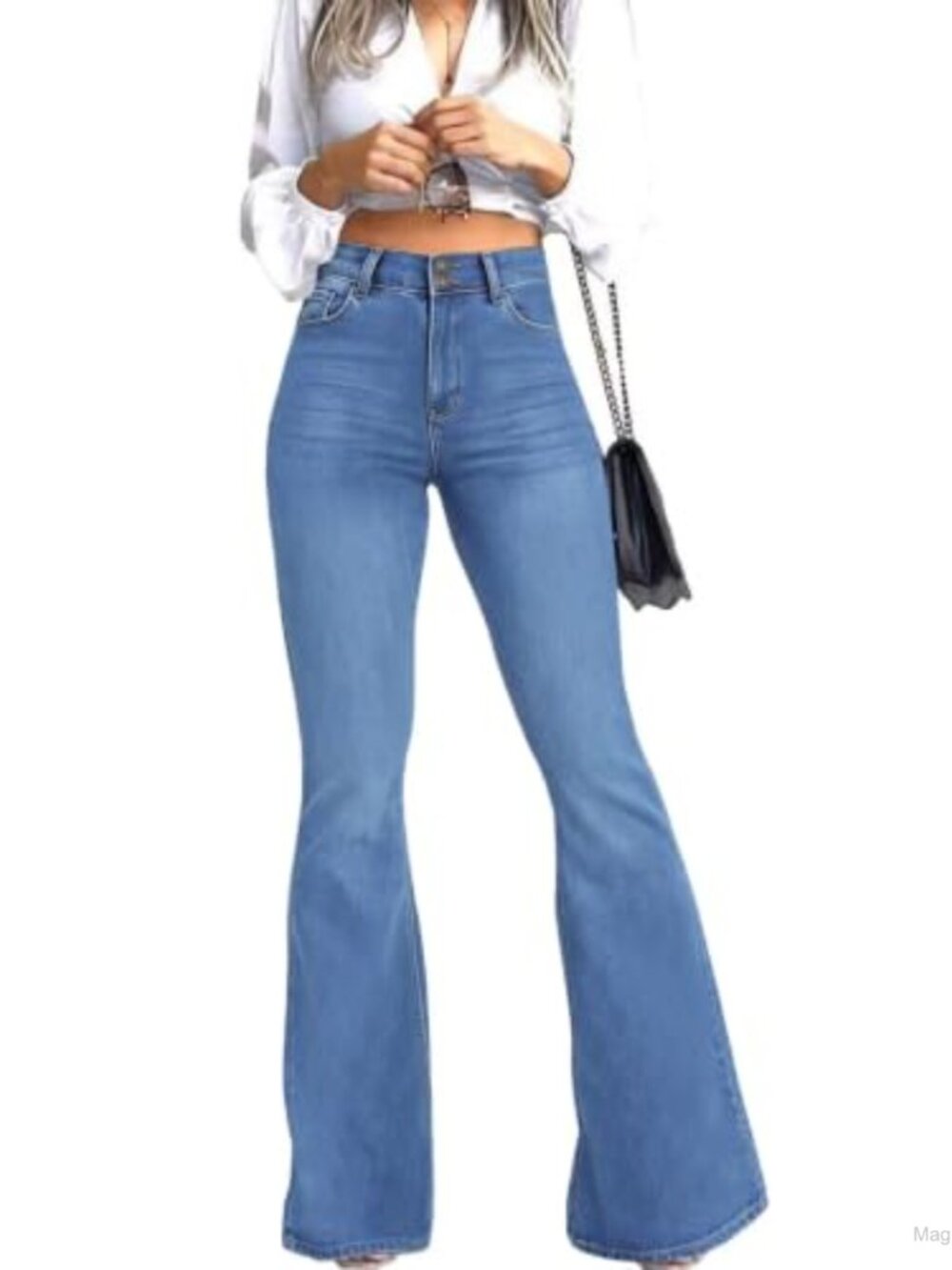 High Waisted Flare Jeans Stretch Denim Bootcut Wide Leg Pants
